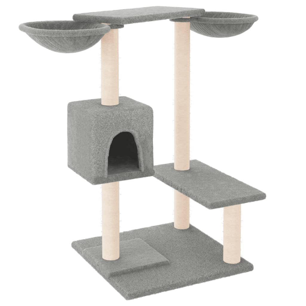 világosszürke macskabútor kaparófákkal 82 cm