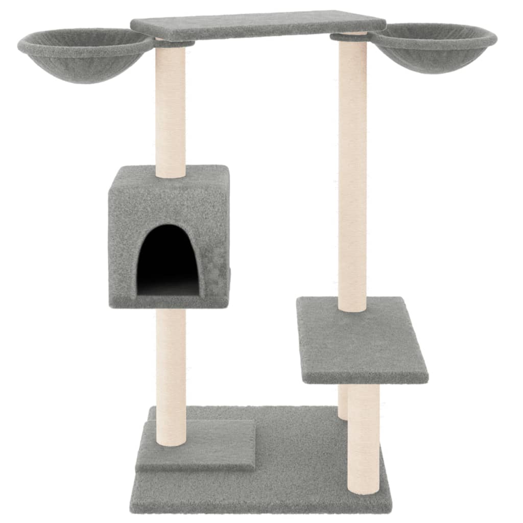 világosszürke macskabútor kaparófákkal 82 cm