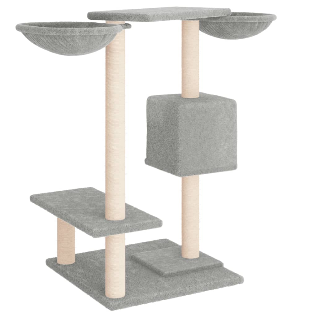 világosszürke macskabútor kaparófákkal 82 cm