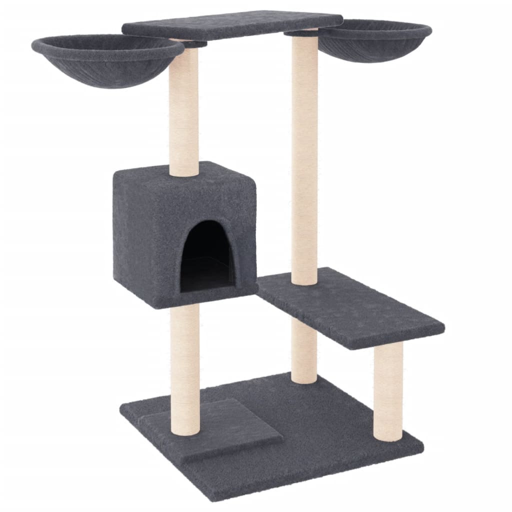 világosszürke macskabútor kaparófákkal 82 cm