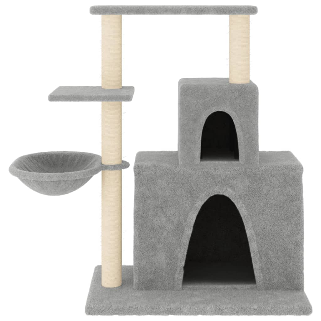 világosszürke macskabútor szizál kaparófákkal 83 cm