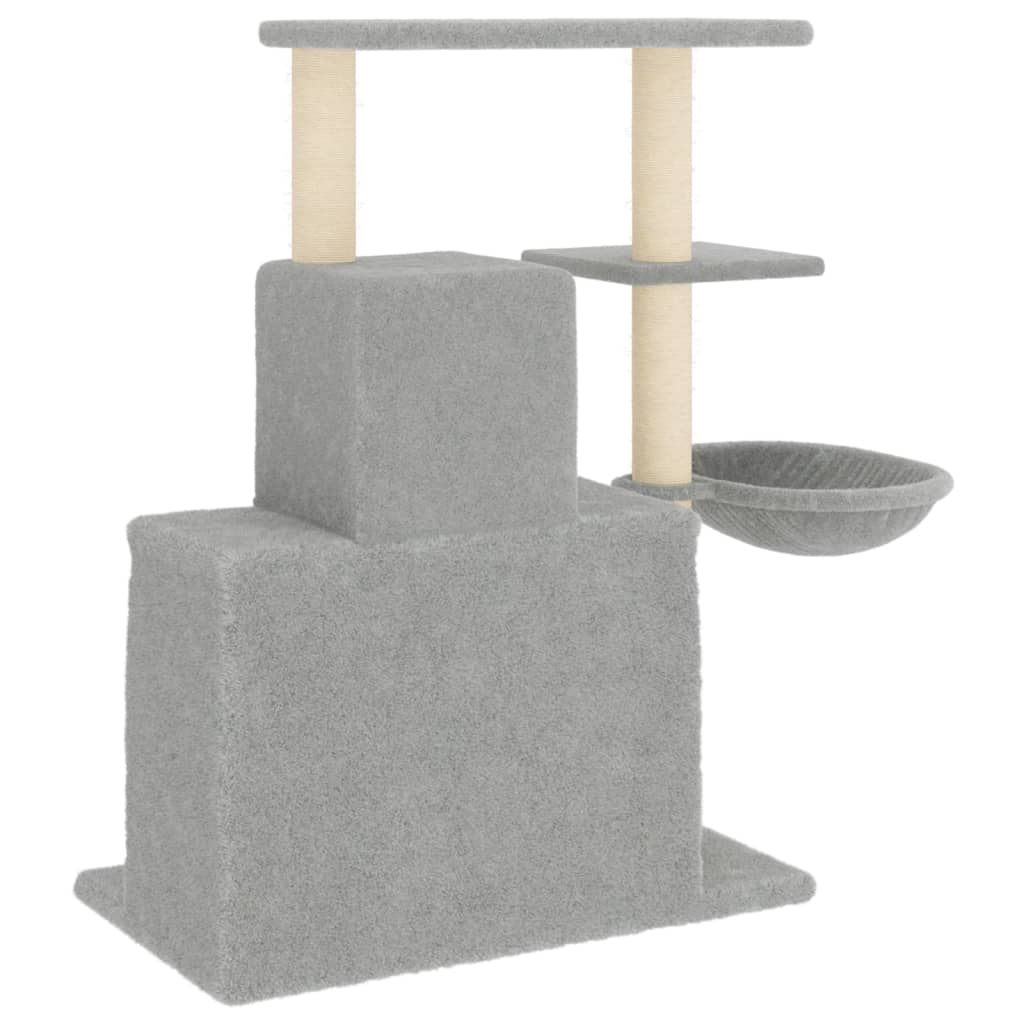 világosszürke macskabútor szizál kaparófákkal 83 cm