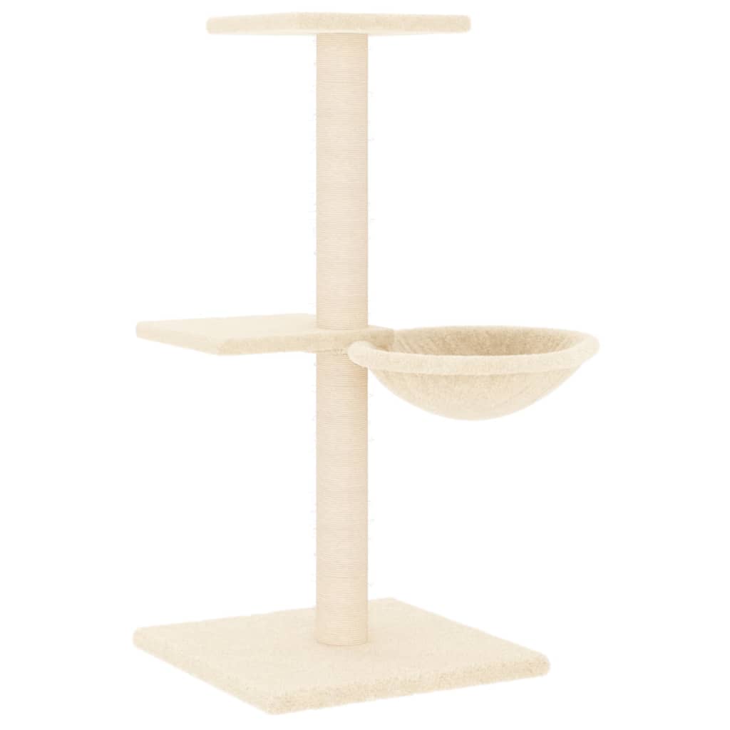 krémszínű macskabútor szizál kaparófákkal 72 cm