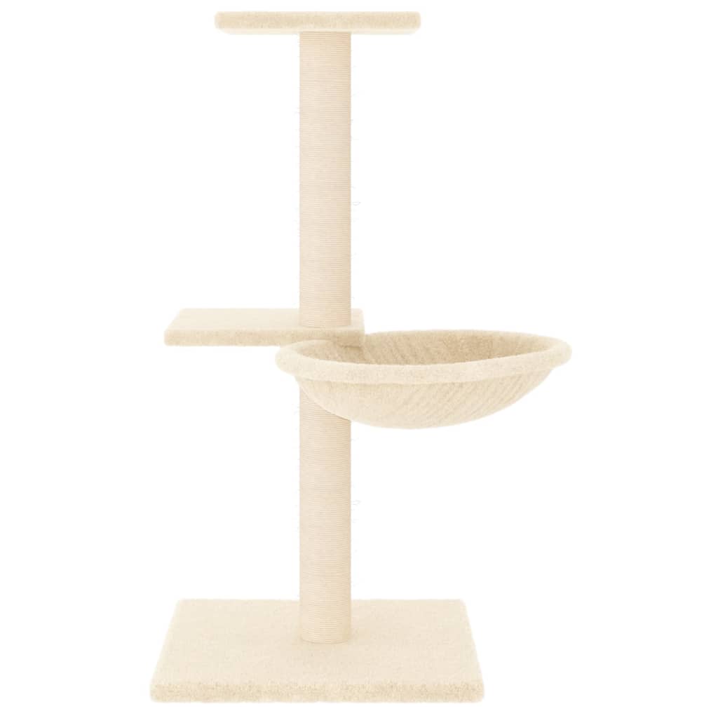 krémszínű macskabútor szizál kaparófákkal 72 cm