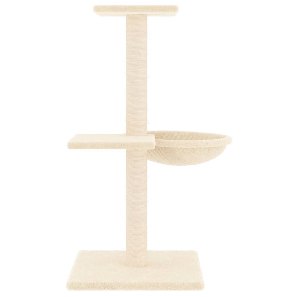 krémszínű macskabútor szizál kaparófákkal 72 cm