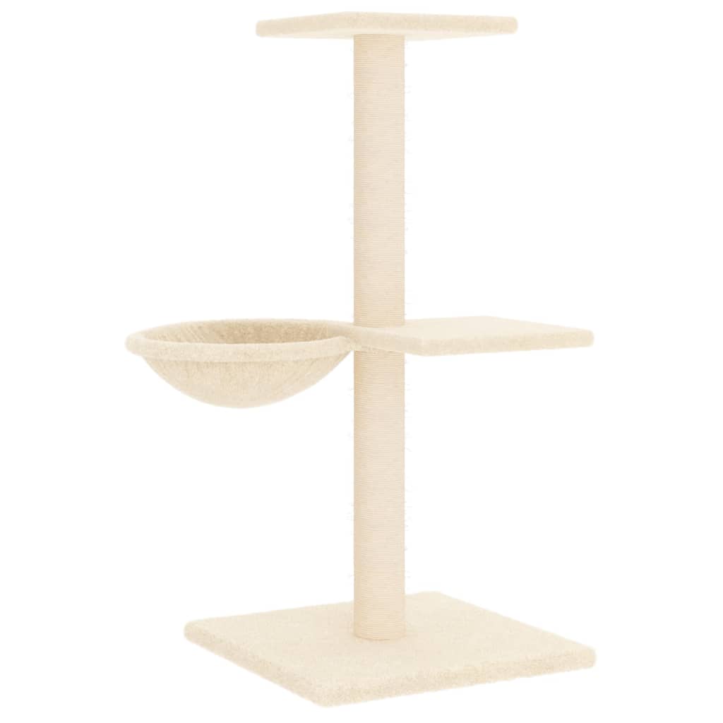 krémszínű macskabútor szizál kaparófákkal 72 cm