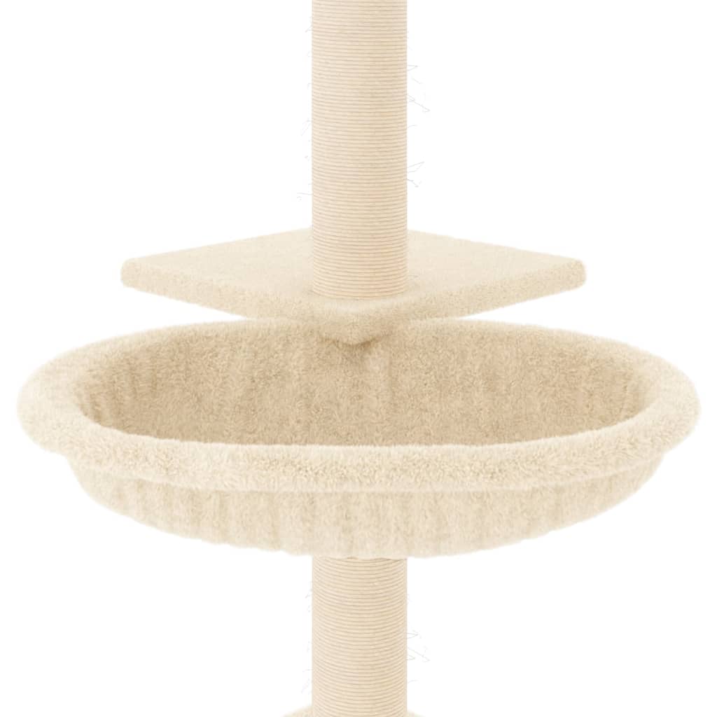 krémszínű macskabútor szizál kaparófákkal 72 cm