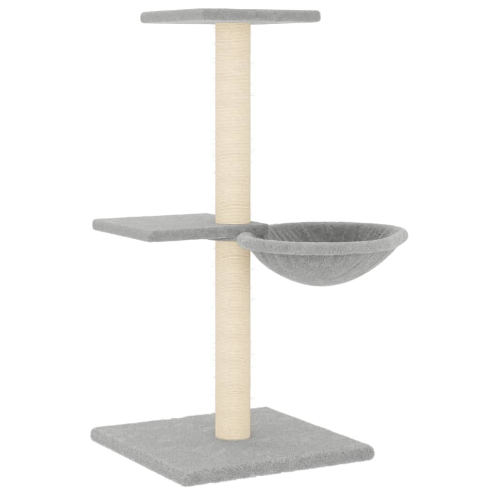 világosszürke macskabútor szizál kaparófákkal 72 cm