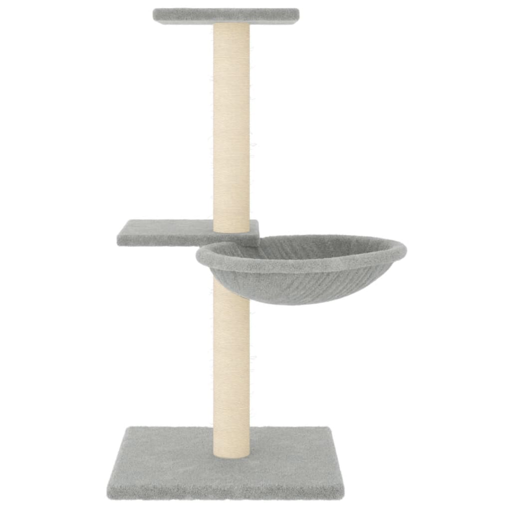 világosszürke macskabútor szizál kaparófákkal 72 cm