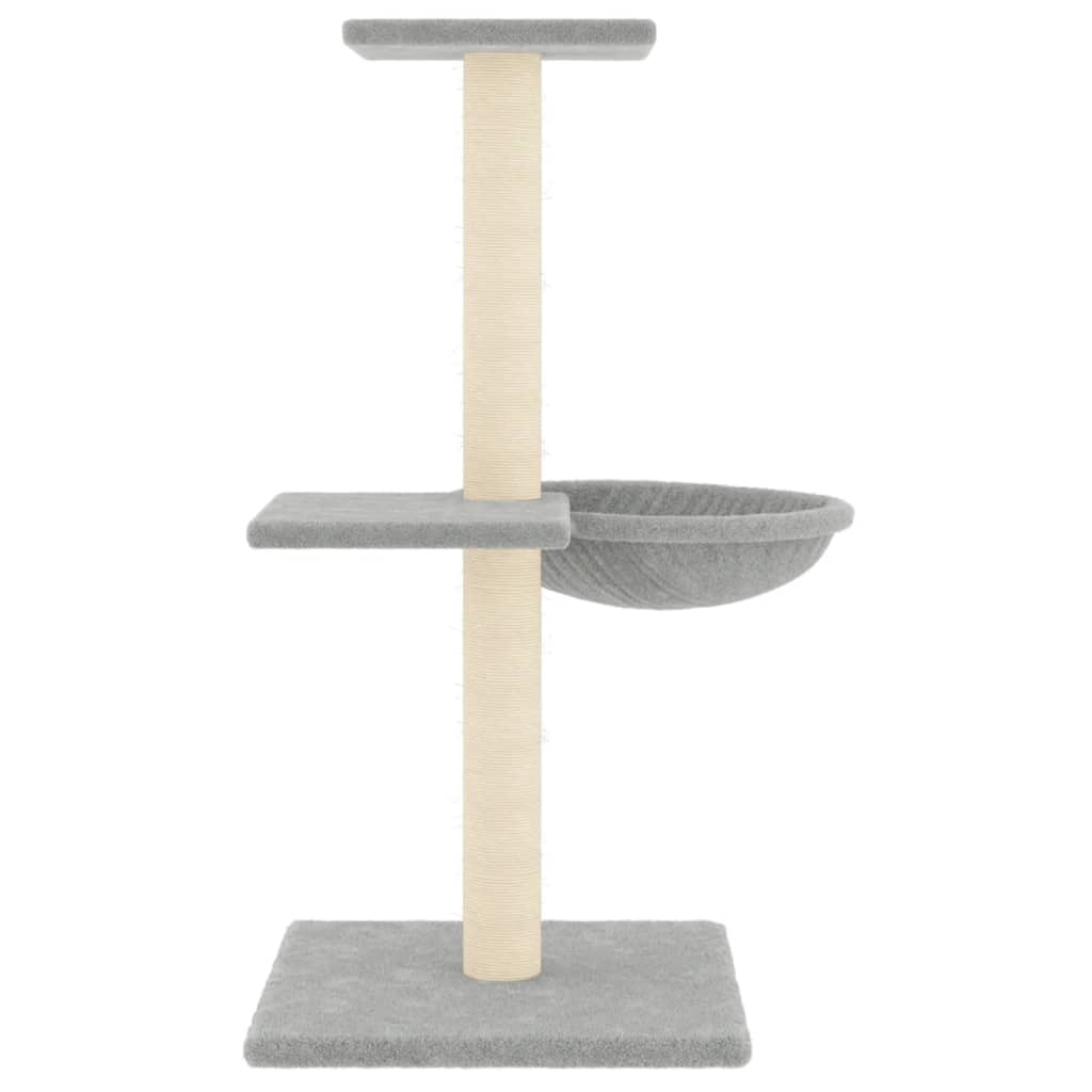 világosszürke macskabútor szizál kaparófákkal 72 cm