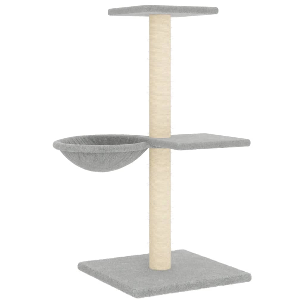 világosszürke macskabútor szizál kaparófákkal 72 cm