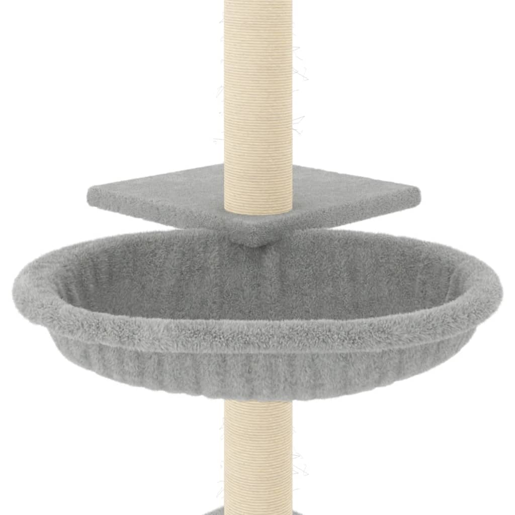 világosszürke macskabútor szizál kaparófákkal 72 cm
