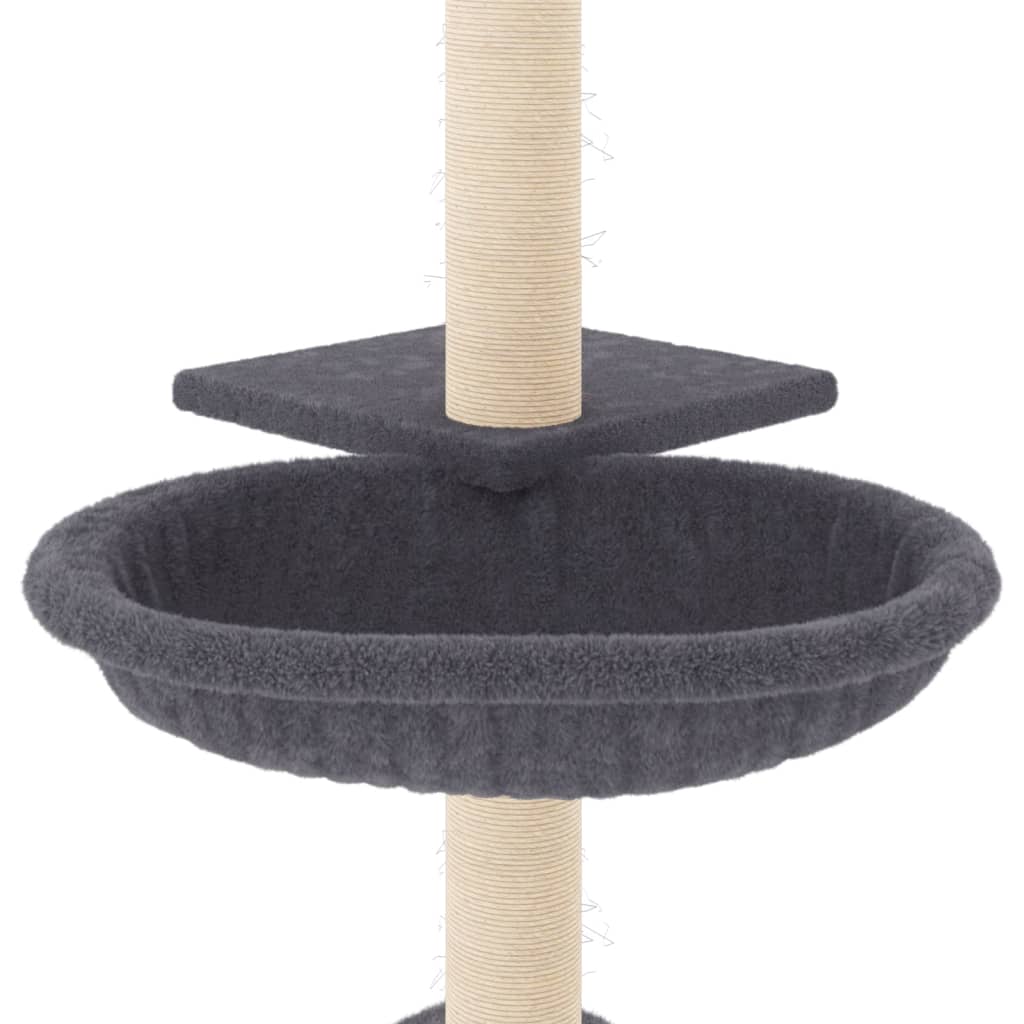 sötétszürke macskabútor szizál kaparófákkal 72 cm