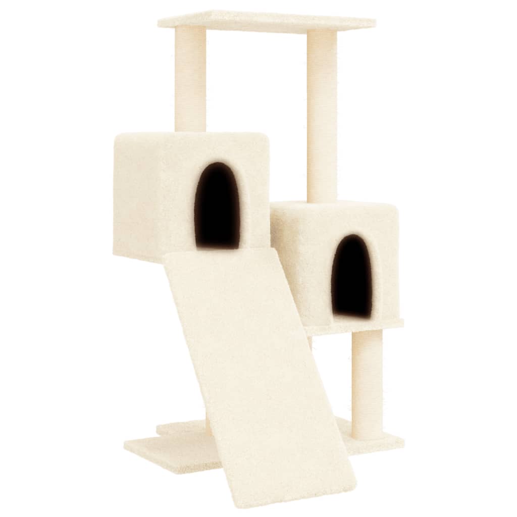 krémszínű macskabútor szizál kaparófákkal 82 cm