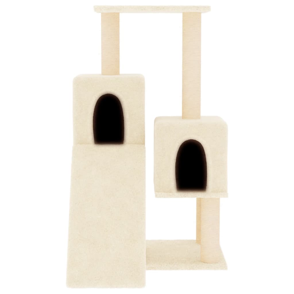 krémszínű macskabútor szizál kaparófákkal 82 cm
