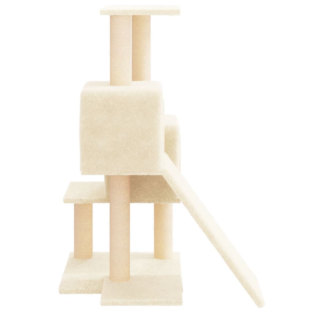 krémszínű macskabútor szizál kaparófákkal 82 cm