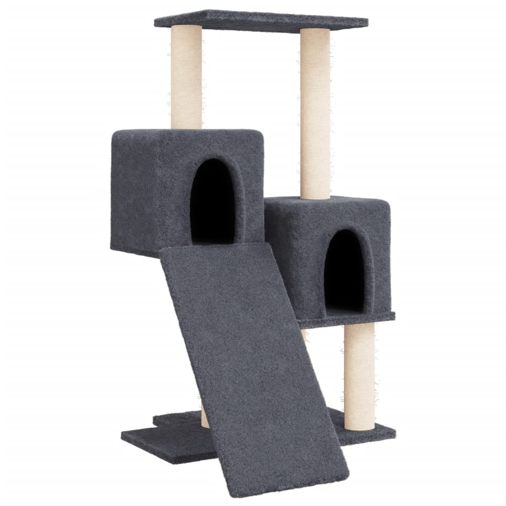 sötétszürke macskabútor szizál kaparófával 82 cm