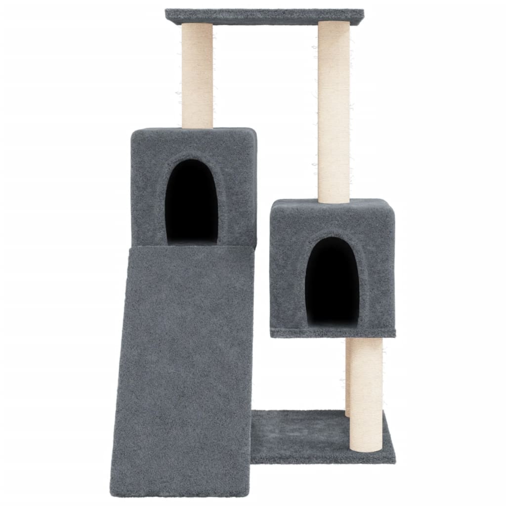 sötétszürke macskabútor szizál kaparófával 82 cm