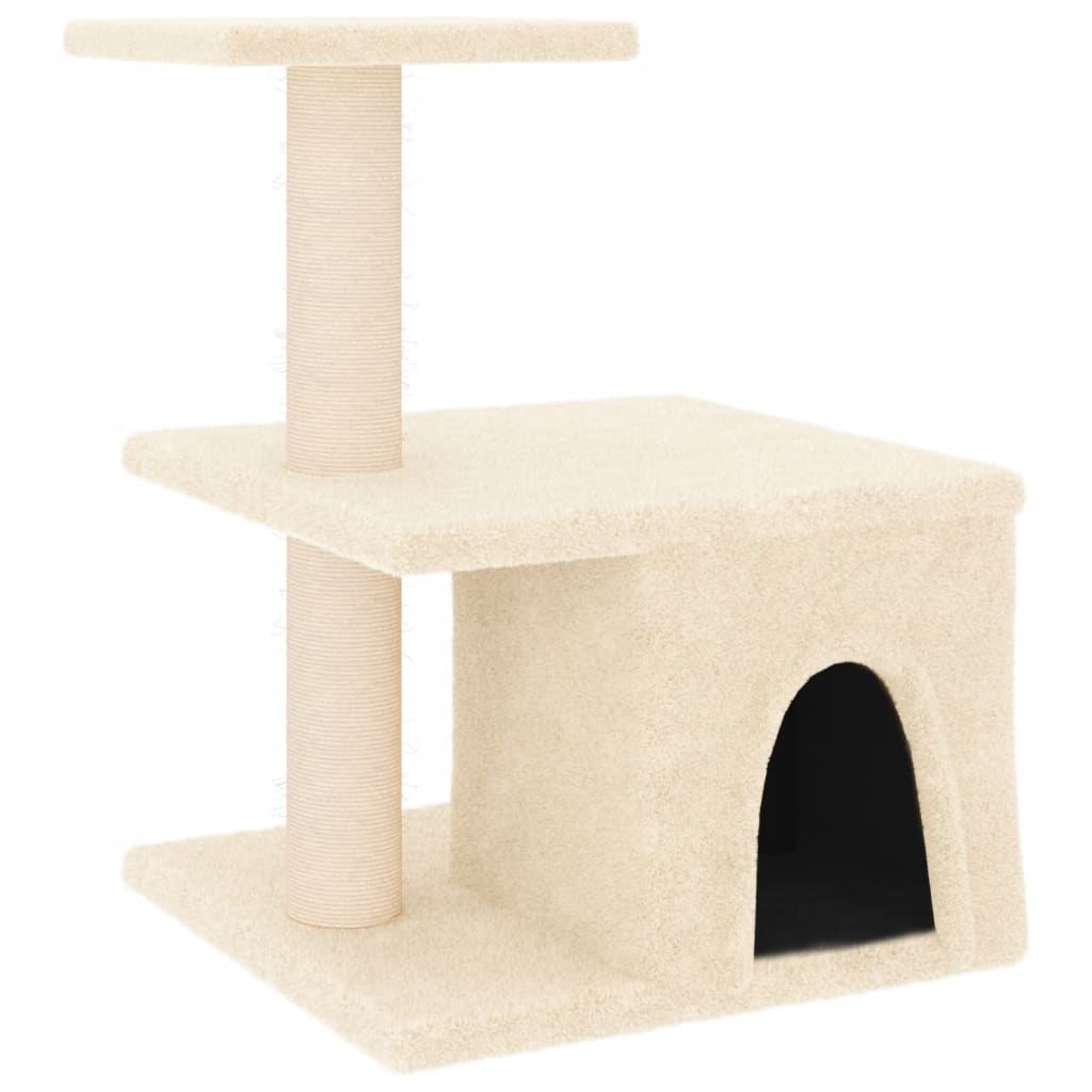 krémszínű macskabútor szizál kaparófákkal 48 cm