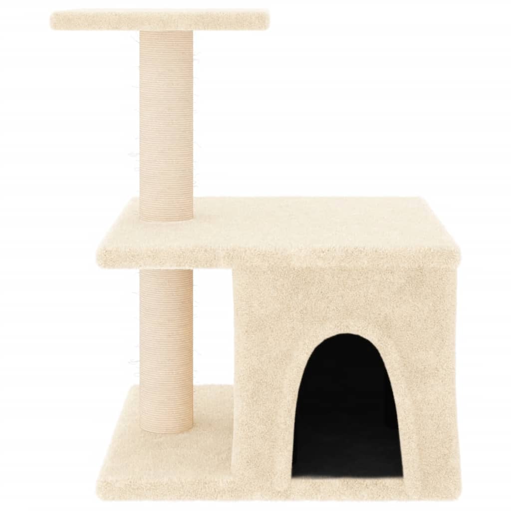 krémszínű macskabútor szizál kaparófákkal 48 cm