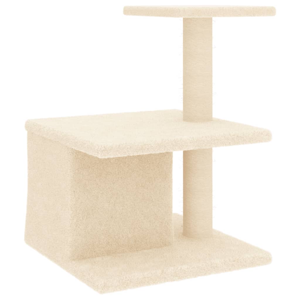 krémszínű macskabútor szizál kaparófákkal 48 cm