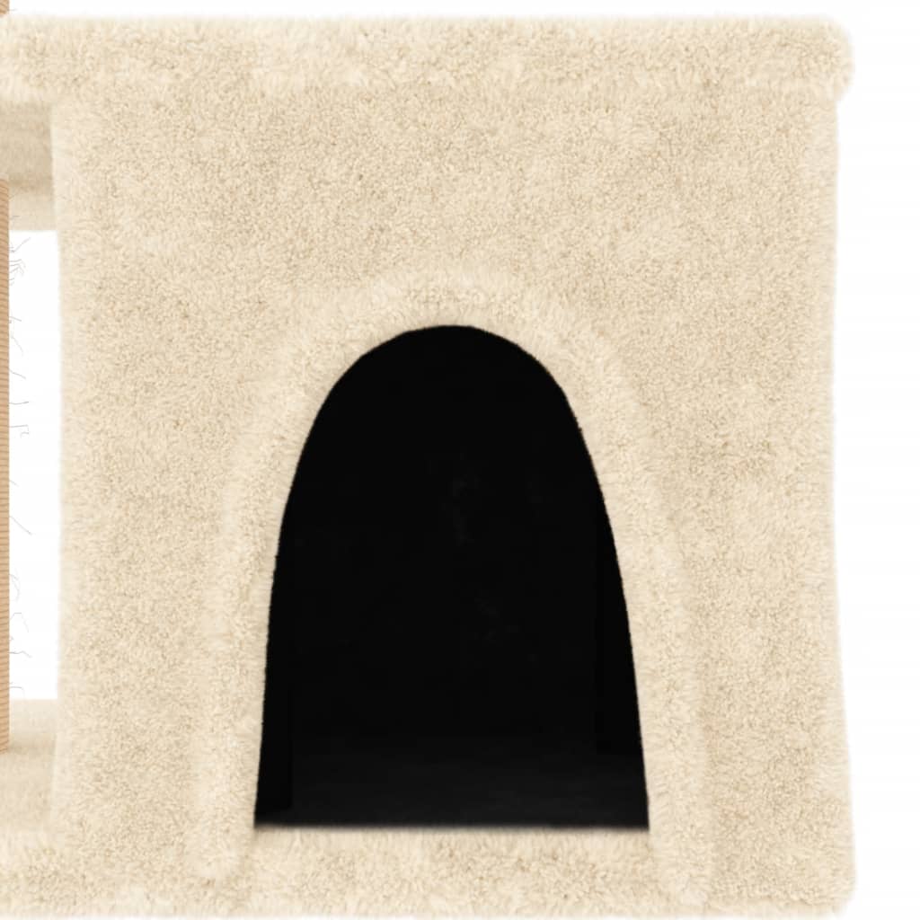 krémszínű macskabútor szizál kaparófákkal 48 cm