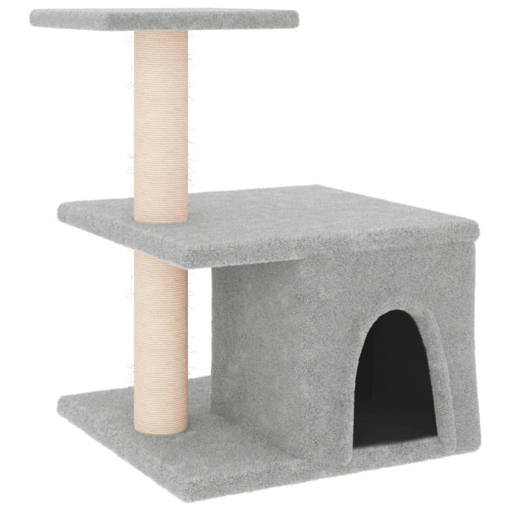 világosszürke macskabútor szizál kaparófákkal 48 cm