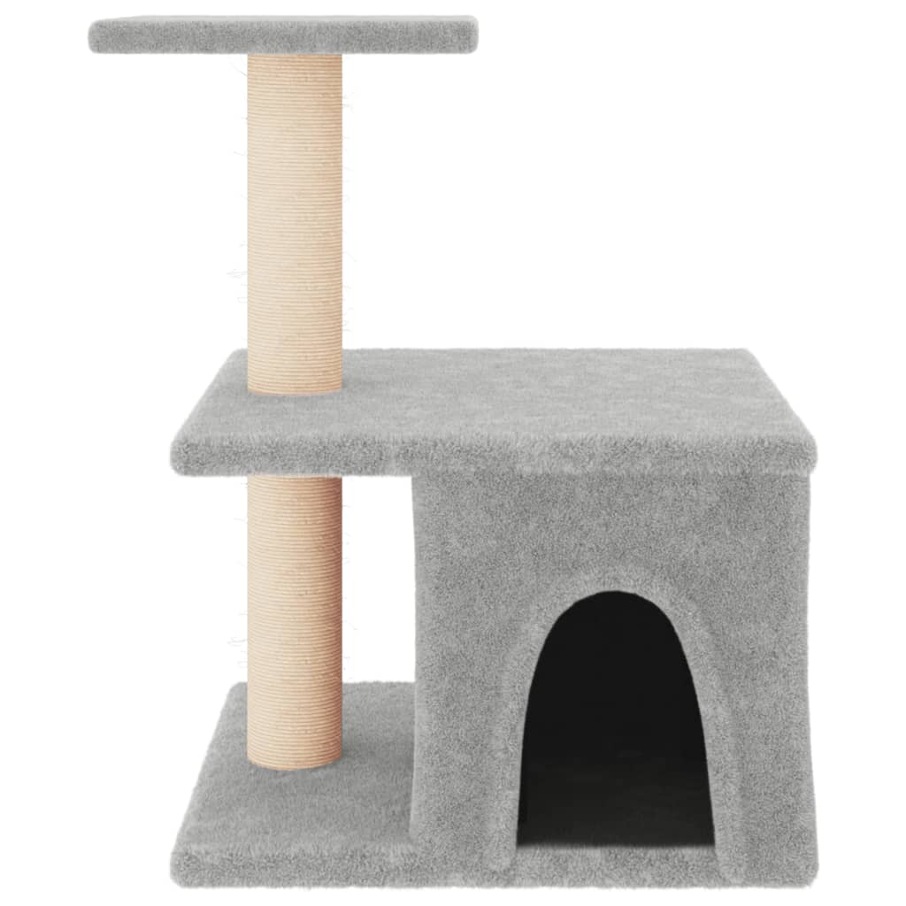 világosszürke macskabútor szizál kaparófákkal 48 cm