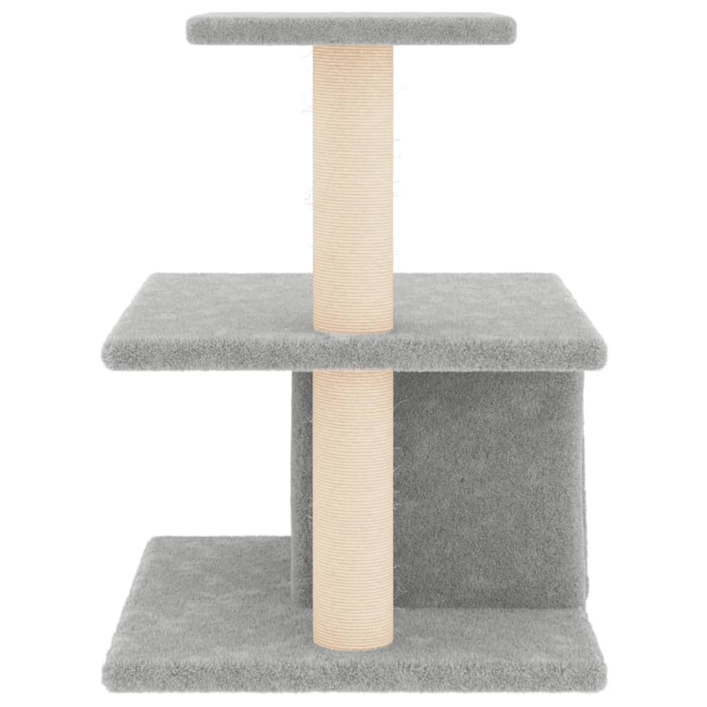 világosszürke macskabútor szizál kaparófákkal 48 cm