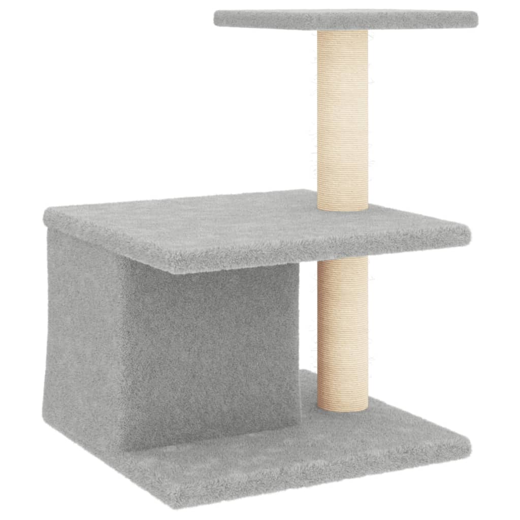világosszürke macskabútor szizál kaparófákkal 48 cm