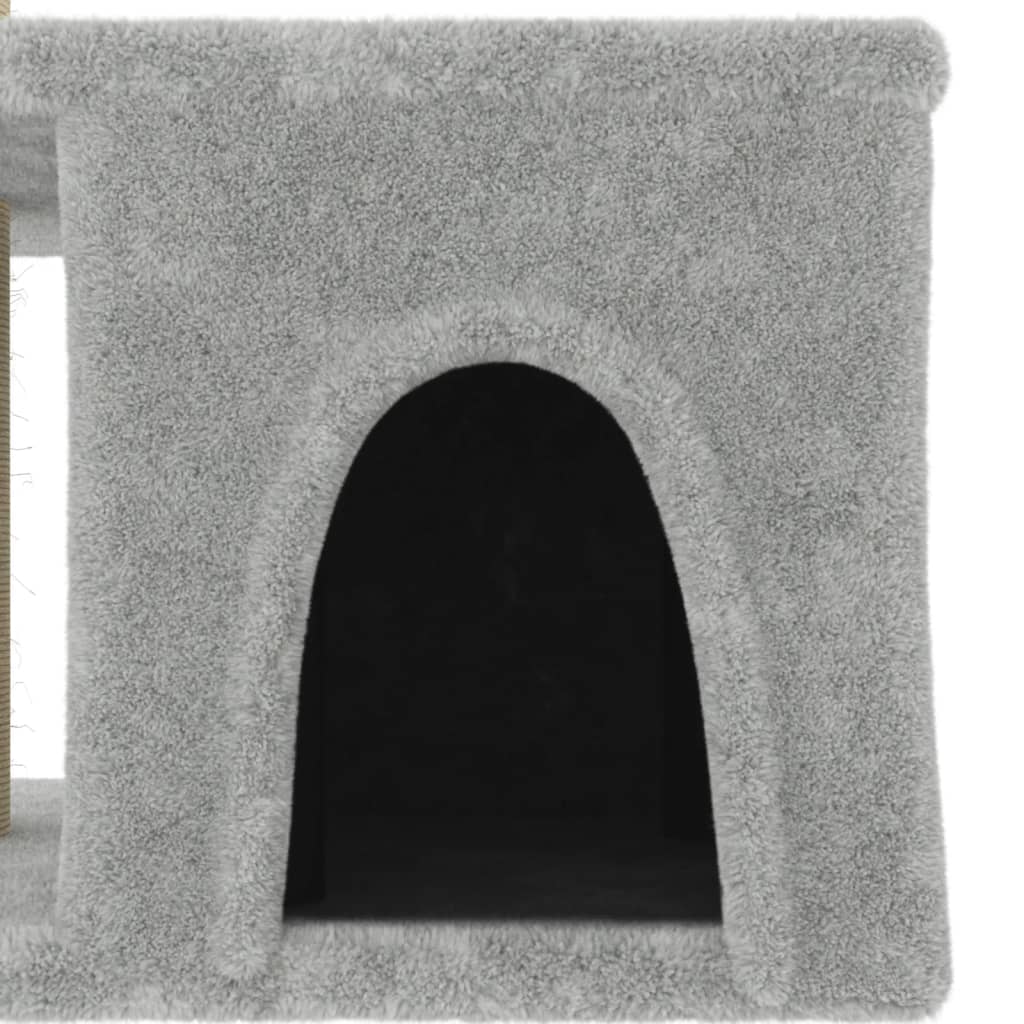 világosszürke macskabútor szizál kaparófákkal 48 cm