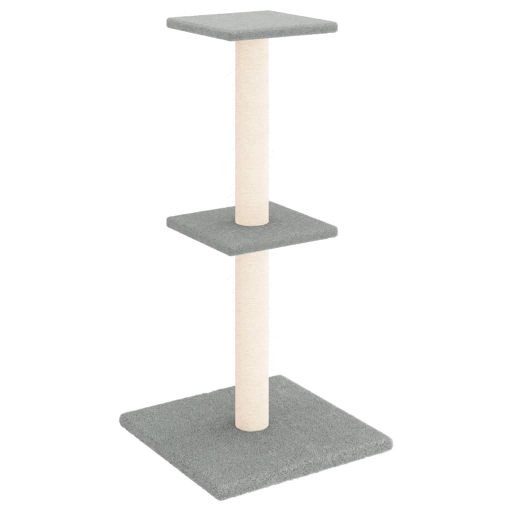 világosszürke macskabútor szizál kaparófákkal 73 cm