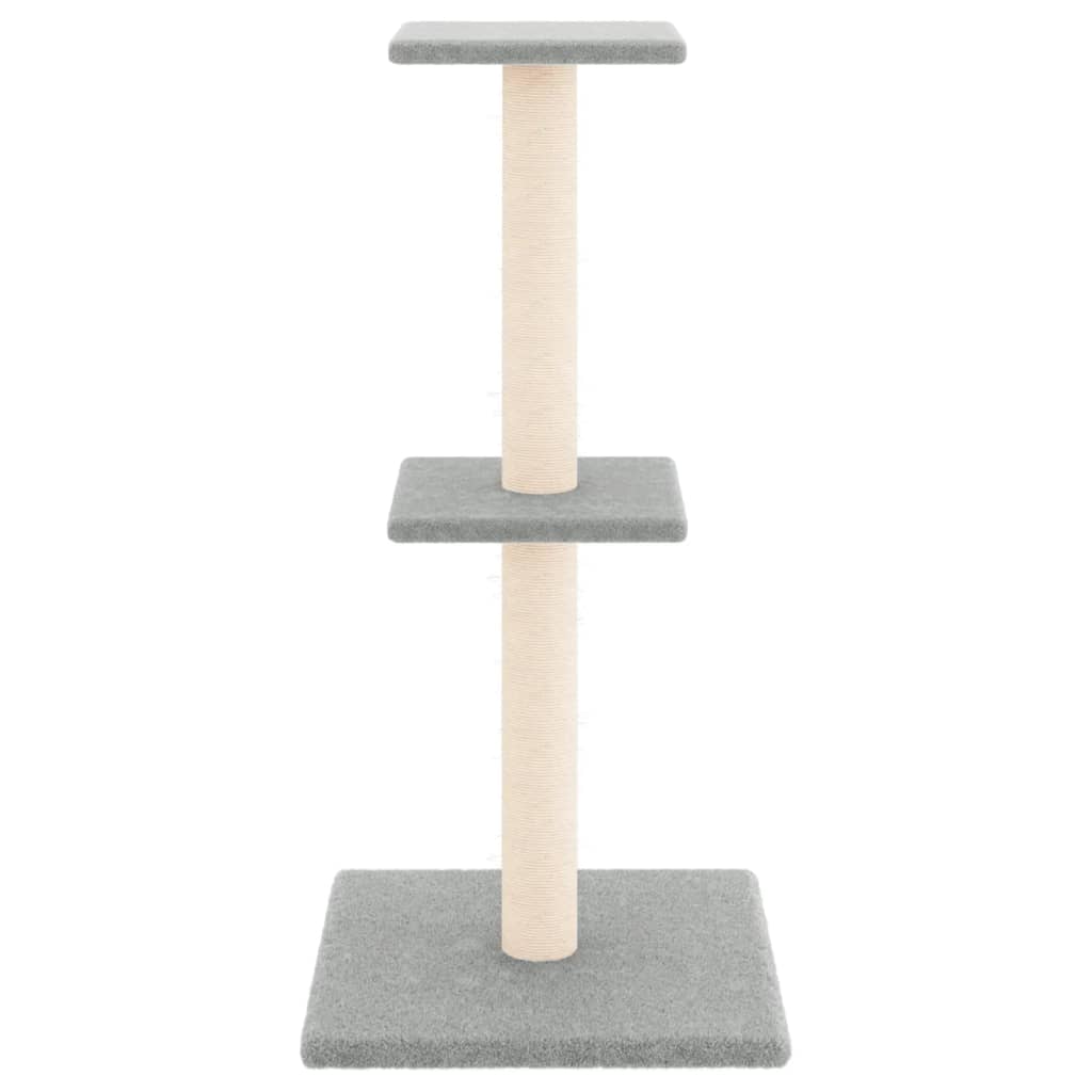 világosszürke macskabútor szizál kaparófákkal 73 cm