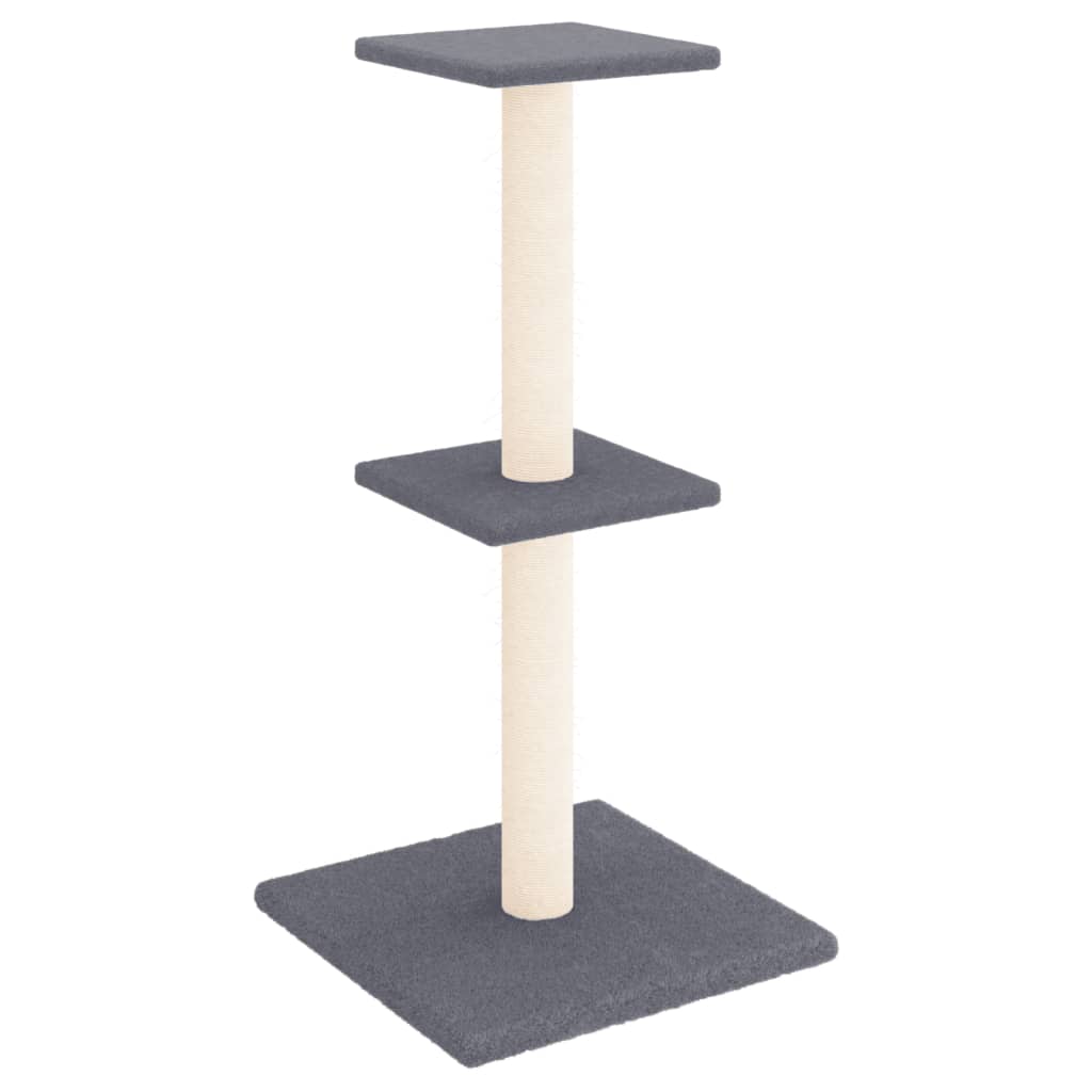 sötétszürke macskabútor szizál kaparófákkal 73 cm