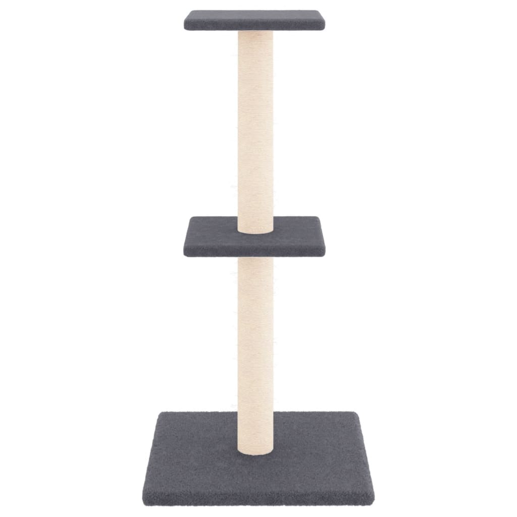 sötétszürke macskabútor szizál kaparófákkal 73 cm