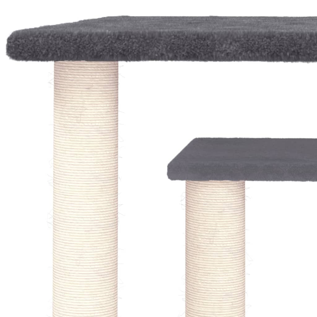 sötétszürke macskakaparófa emelvényekkel 50 cm