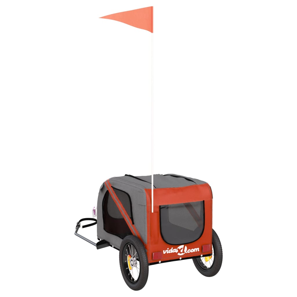 narancs-szürke oxford szövet és vas kisállatszállító utánfutó
