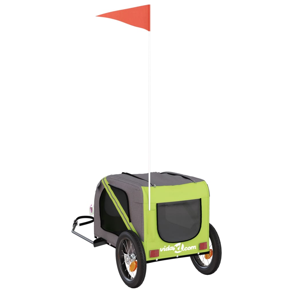 zöld-szürke oxford szövet és vas kisállatszállító utánfutó