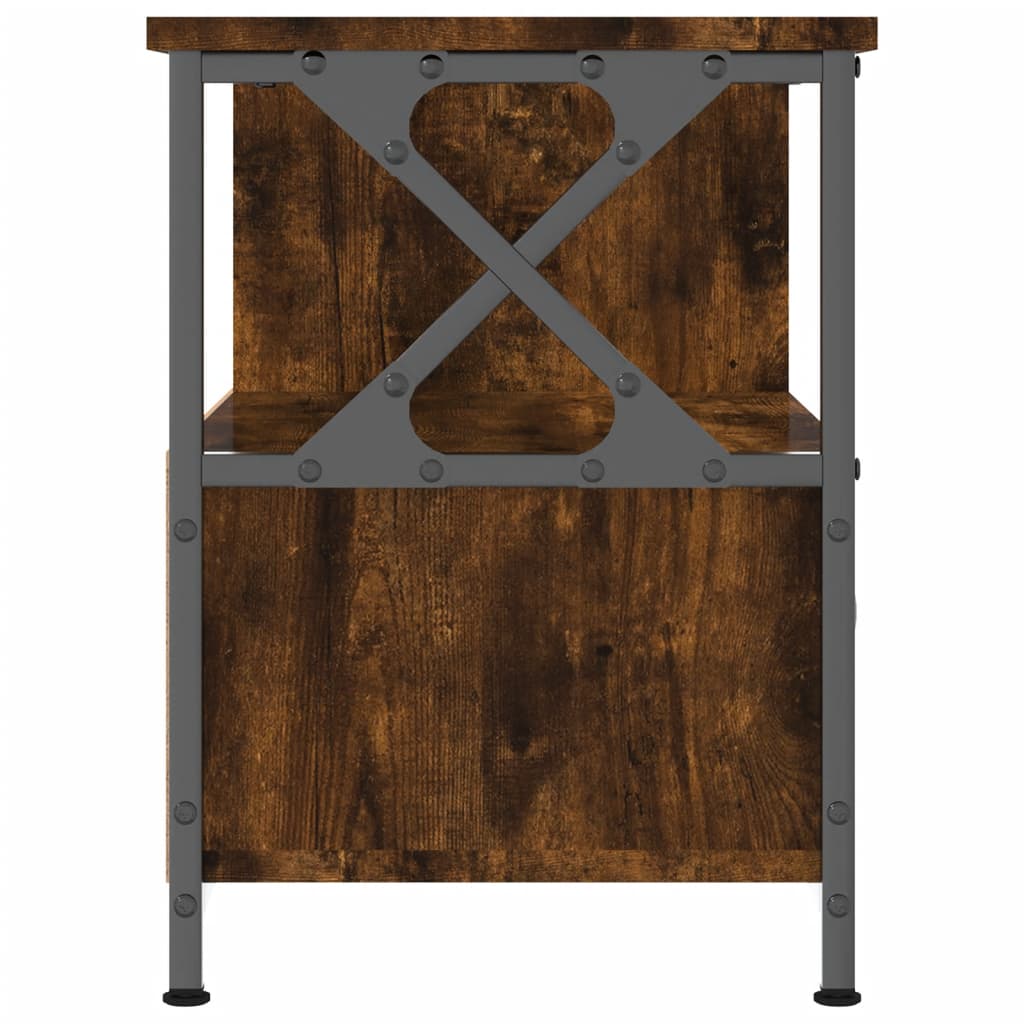 füstös tölgy színű szerelt fa és vas TV-szekrény 90x33x45 cm