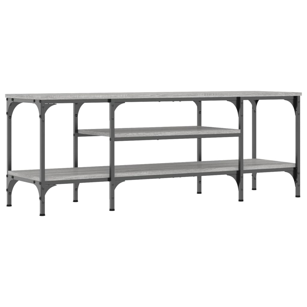 szürke sonoma színű szerelt fa és vas TV-szekrény 121x35x45 cm