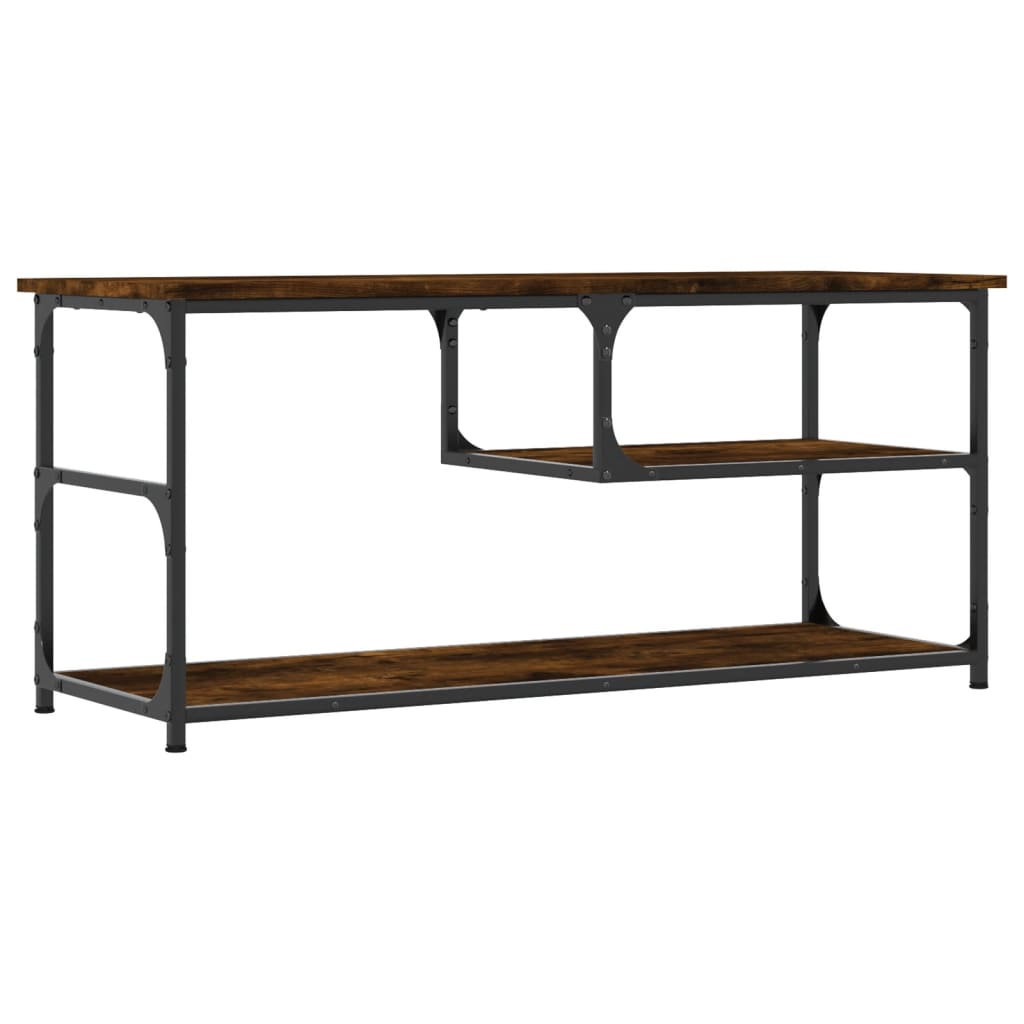 füstös tölgy színű szerelt fa és acél TV-szekrény 103x38x46,5cm