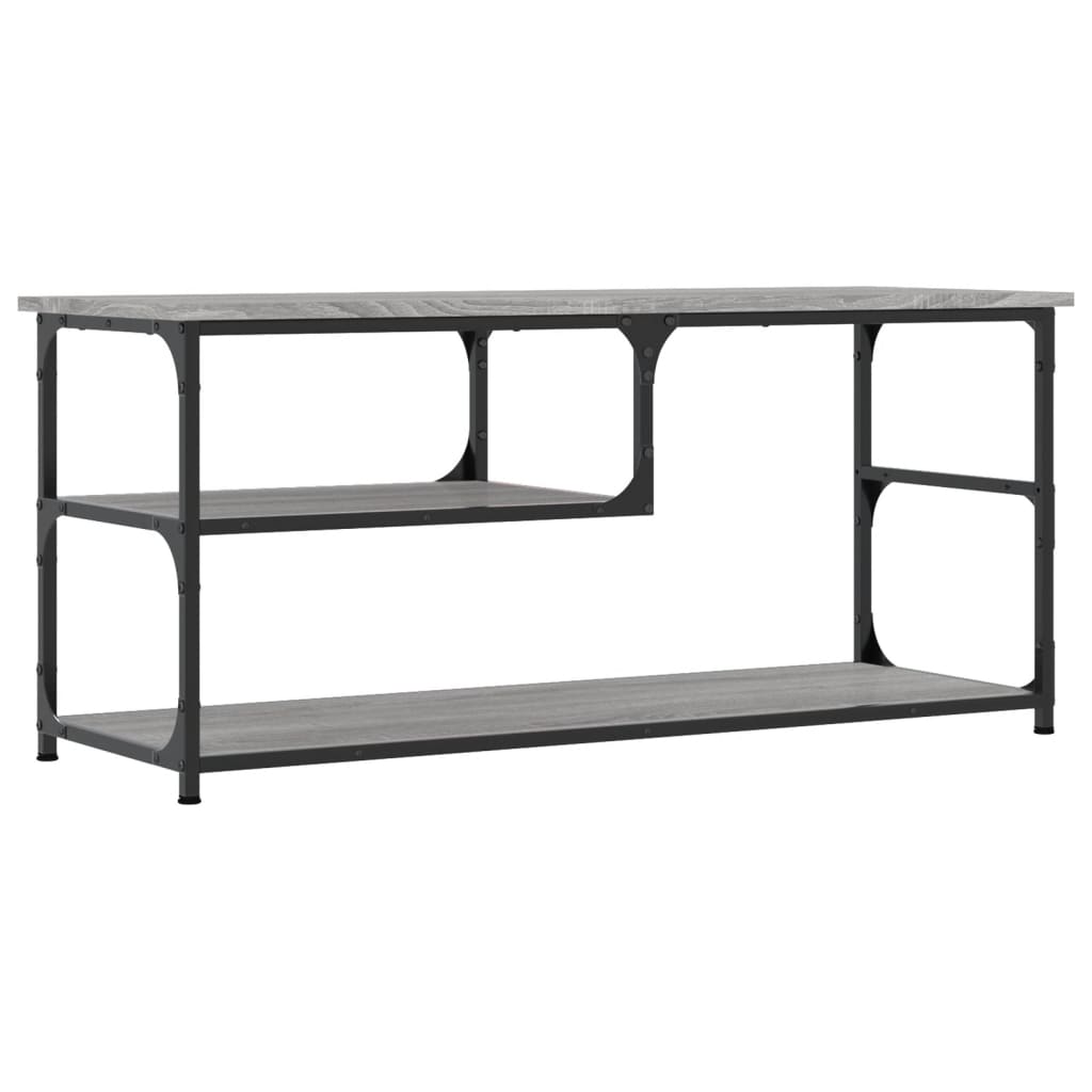 szürke sonoma színű szerelt fa és acél TV-szekrény 103x38x46,5