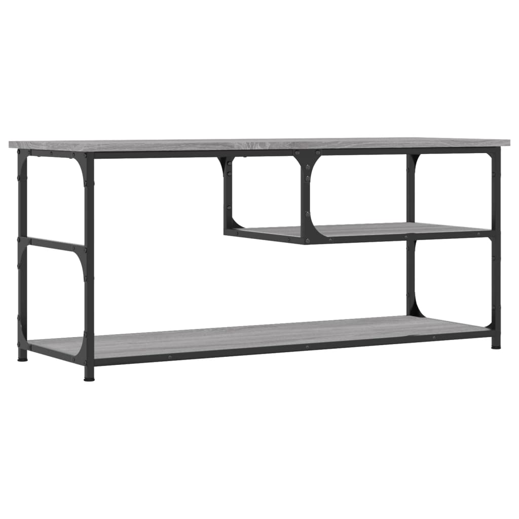szürke sonoma színű szerelt fa és acél TV-szekrény 103x38x46,5