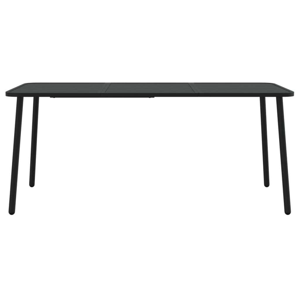 antracitszürke acél kerti asztal 165 x 80 x 71 cm