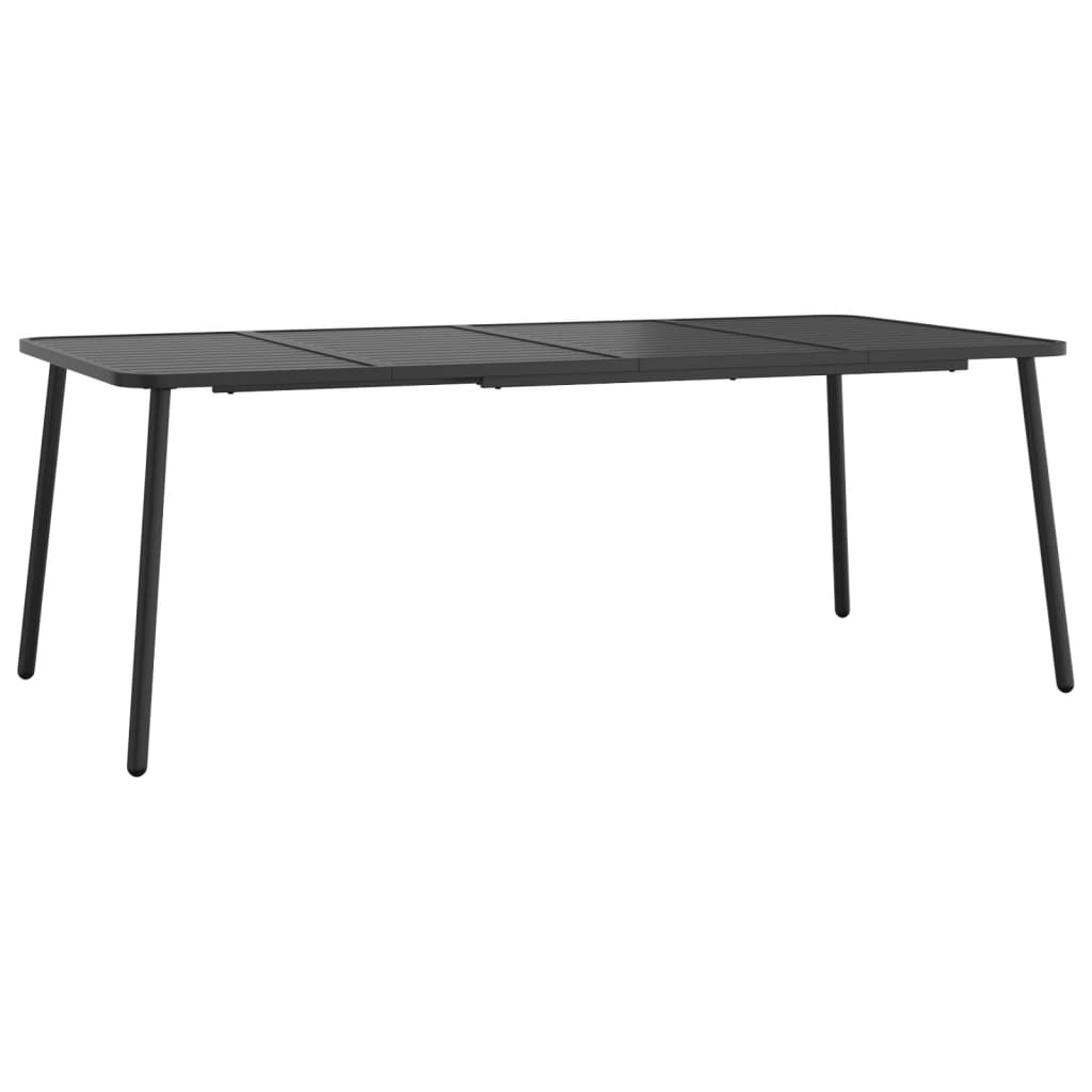 antracitszürke acél kerti asztal 200 x 100 x 71 cm