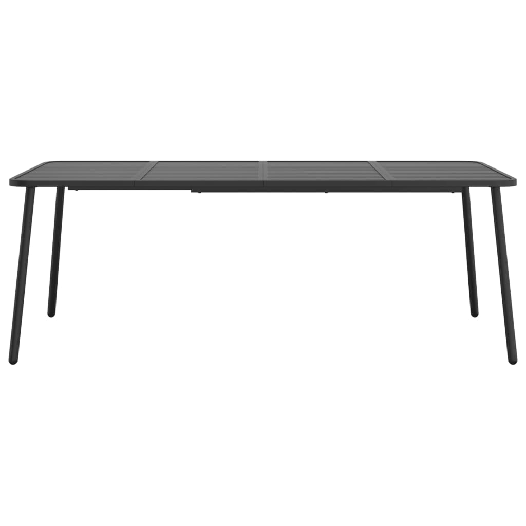 antracitszürke acél kerti asztal 200 x 100 x 71 cm