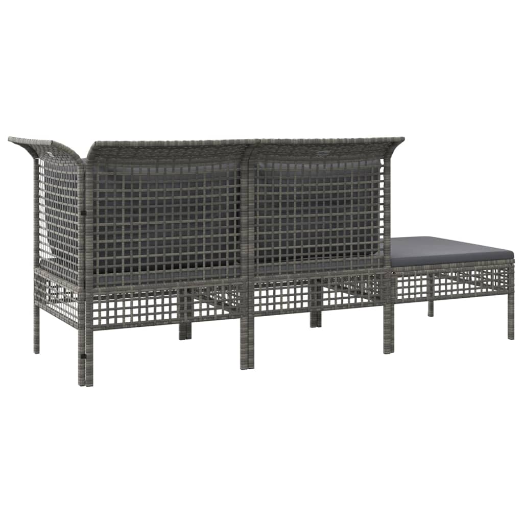 3 részes szürke polyrattan kerti ülőgarnitúra párnákkal