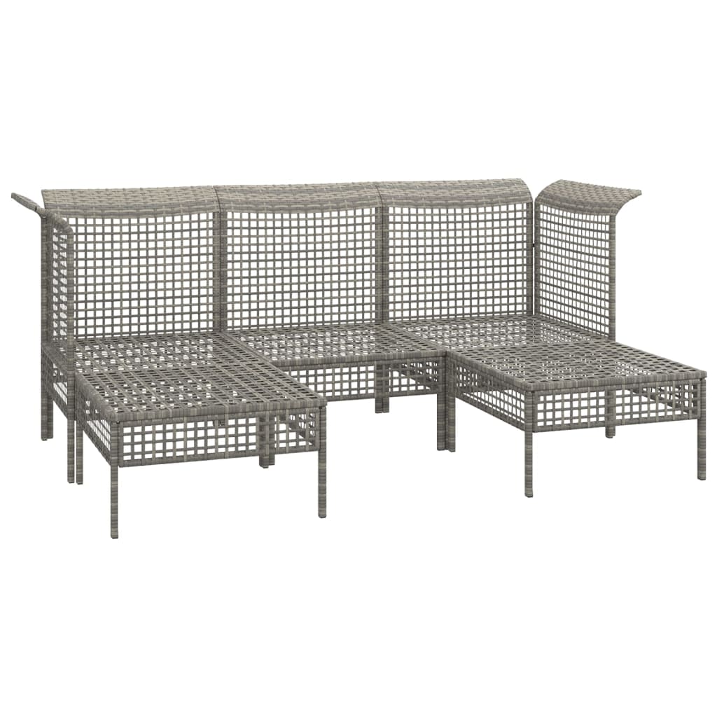 5 részes szürke polyrattan kerti ülőgarnitúra párnákkal