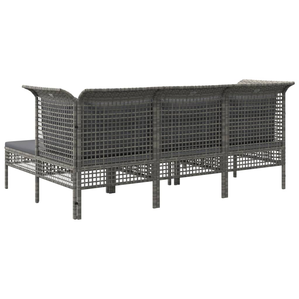 5 részes szürke polyrattan kerti ülőgarnitúra párnákkal
