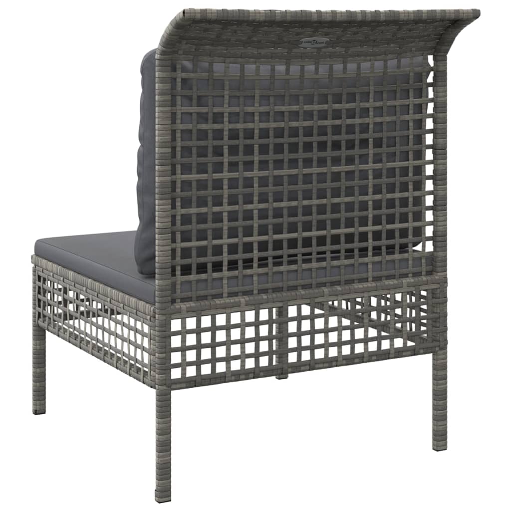 szürke polyrattan kerti középső kanapé párnával